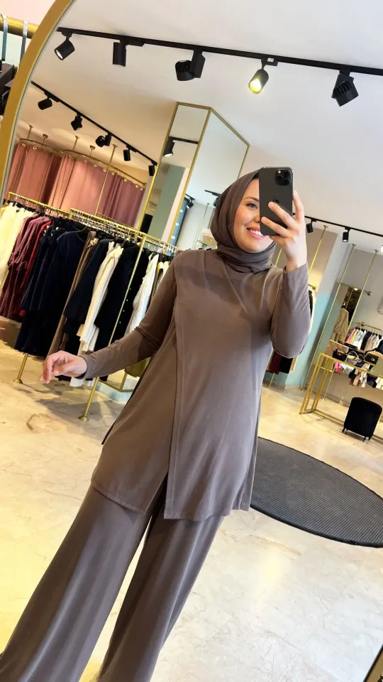 Modal Kumaş Çapraz Tunikli ve Pantolonlu Bayan Takım