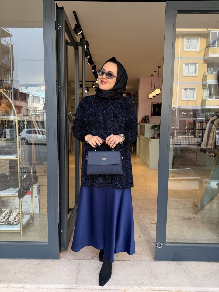 Lacivert Simli Kazak