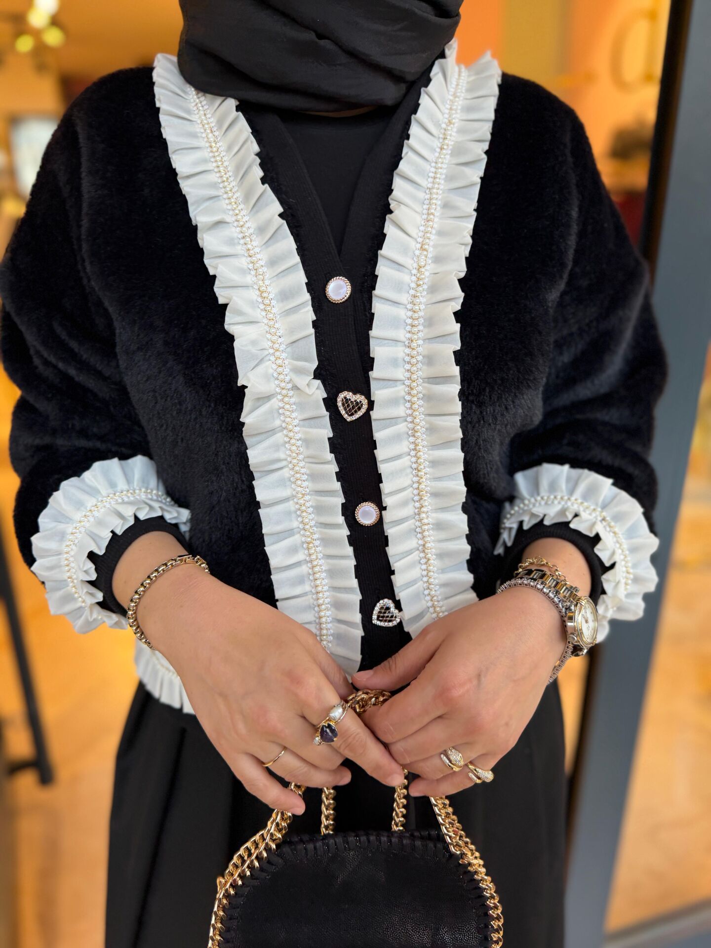 Fırfır Detaylı Angora Hırka