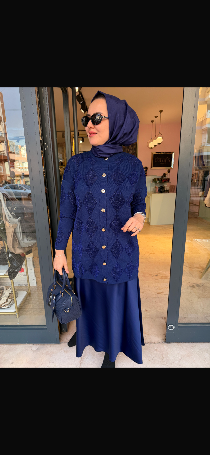 Lacivert Simli Triko Hırka