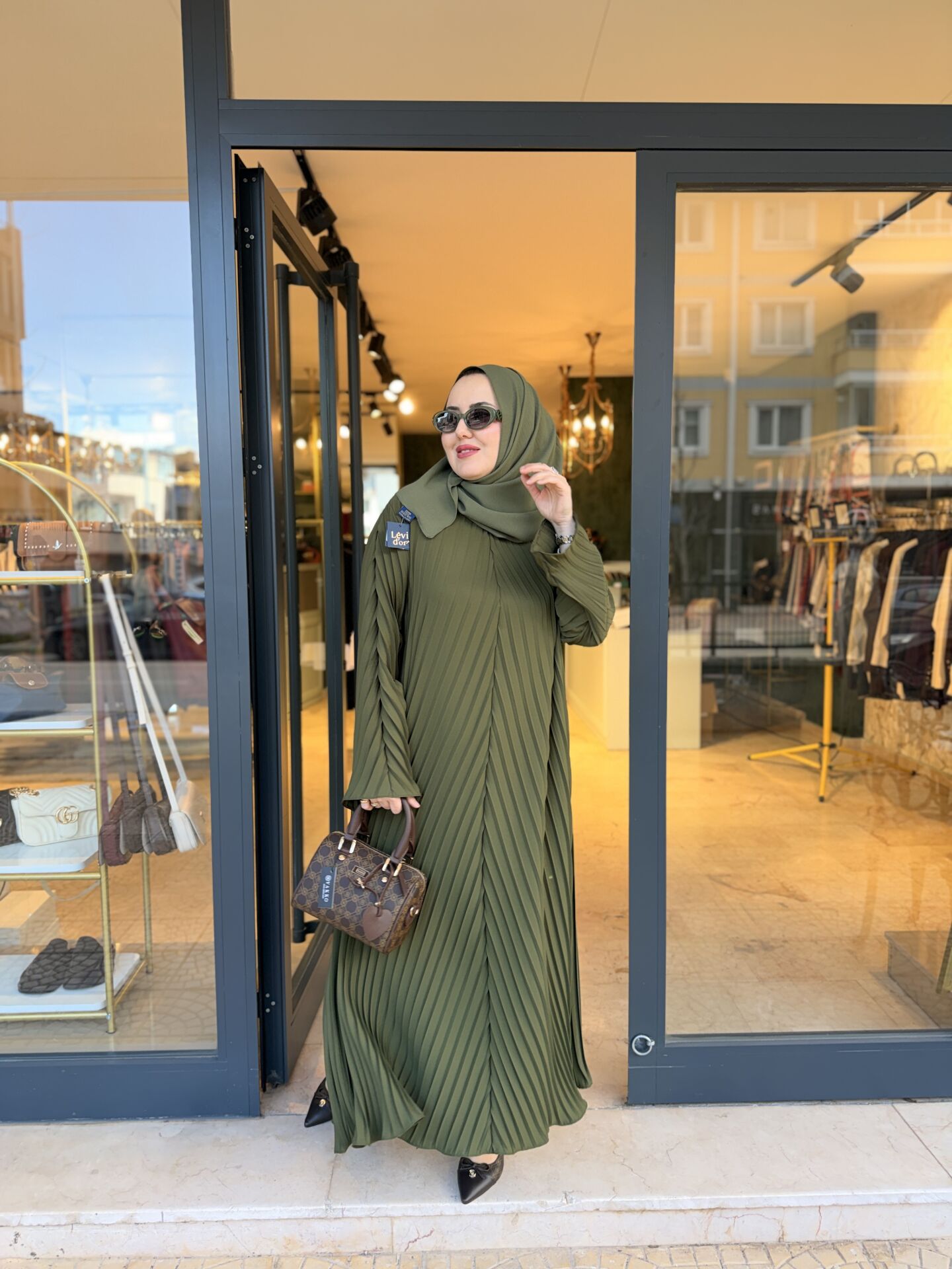 Piliseli Abaya Bayan Yeşil