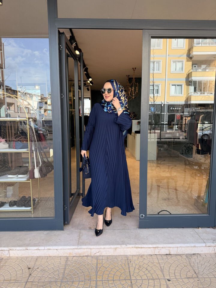 Piliseli Abaya Bayan Lacivert