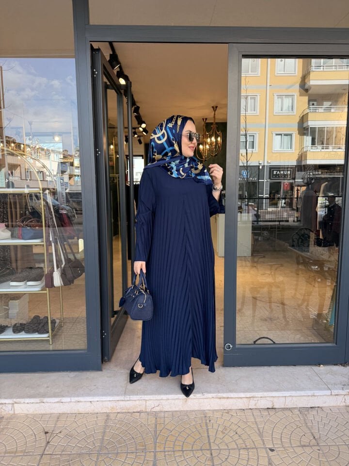 Piliseli Abaya Bayan Lacivert